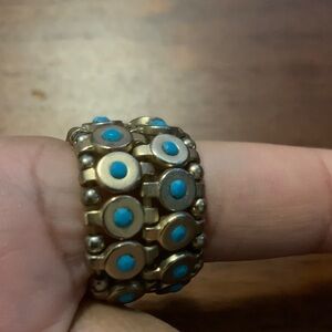 Stretchy Silver and Blue Ring 💍 unisex